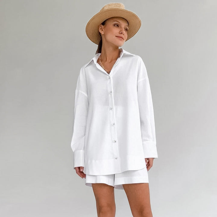 Women's Fashion Casual Simple Cotton Two-piece Set-Suits & Sets-Zishirts