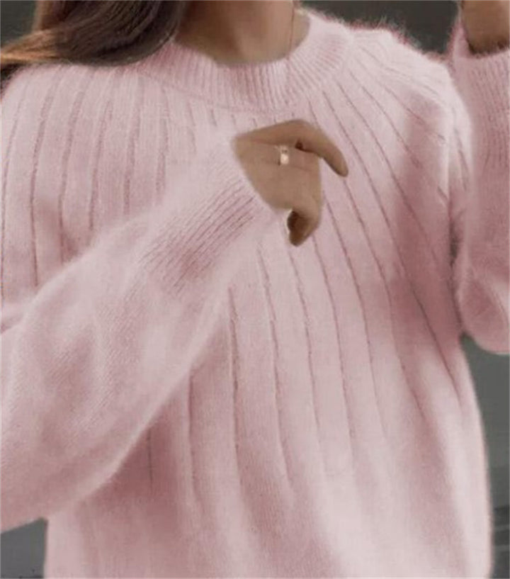 Women's Sweater Solid Color Short Pullover Round Neck-Women's Outerwear 2023-Zishirts