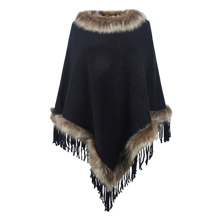 Mao Mao Yu Foreign Trade Knitted Tassel Cloak For Women-Scarves & Wraps-Zishirts