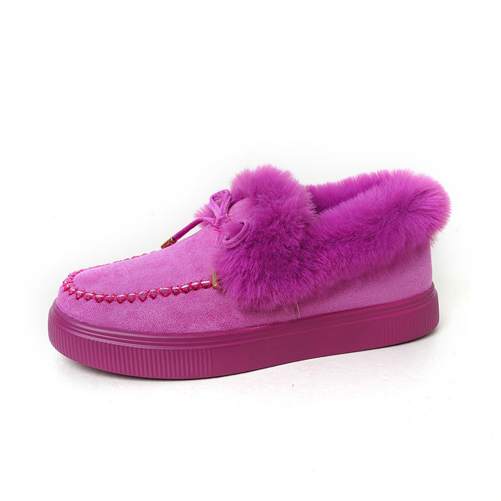 Women's Fashion Casual Round Head Thick Bottom Fluffy Cotton Shoes-Womens Footwear-Zishirts