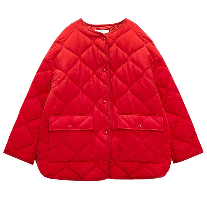 Women's Fashion Large Loose Pockets Quilted Cotton-padded Jacket Coat-Jackets-Zishirts