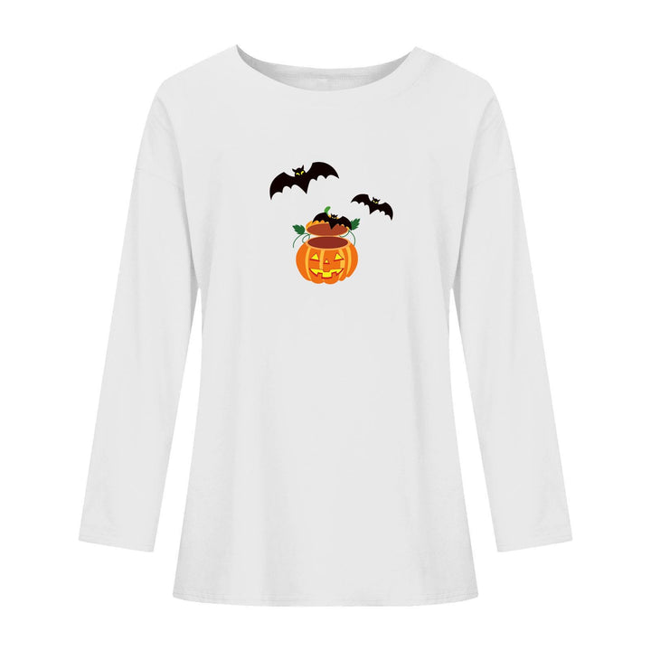 Halloween Bat Printed Crew Neck Top-Blouses & Shirts-Zishirts