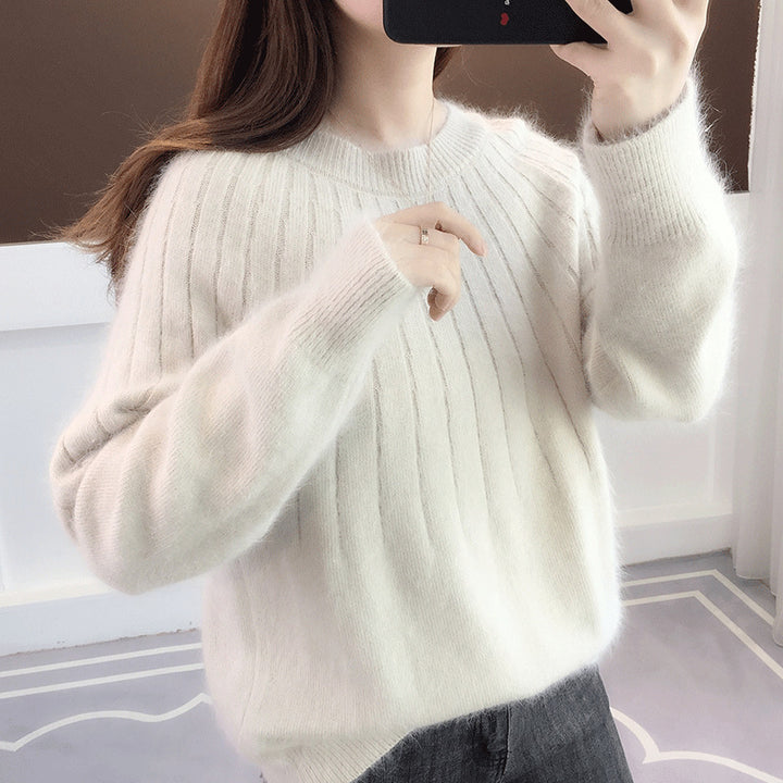 Women's Sweater Solid Color Short Pullover Round Neck-Women's Outerwear 2023-Zishirts