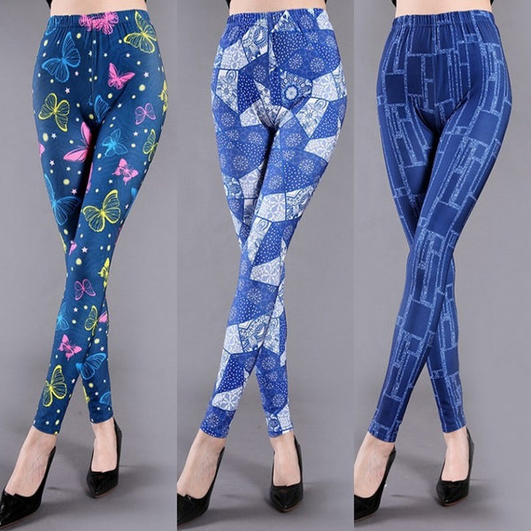 Spring And Summer Milk Silk Printed Leggings For Women-Womens 2024 March-Zishirts