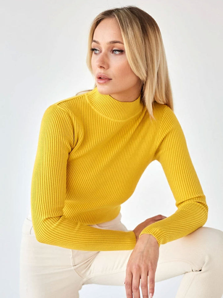 Women's Fashion Simple Pure Color Half Collar Sweater-Sweaters-Zishirts