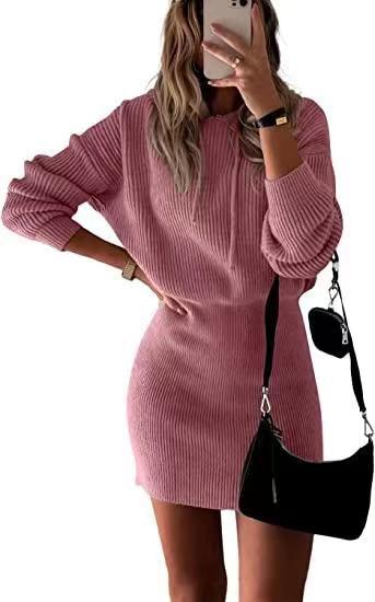 Women's Fashionable Elegant Knitted Hooded Dress-Sweaters-Zishirts