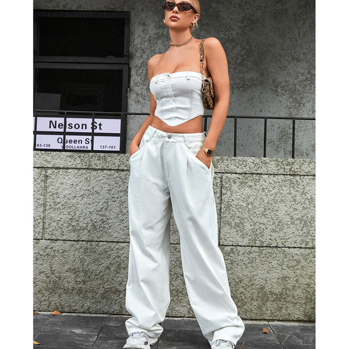 Women's Fashion Trendy High Waist Loose Denim Trousers-0-Zishirts