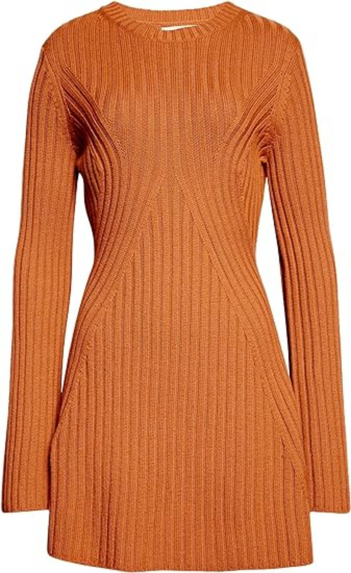 Women's Long-sleeved Knitted Dress Solid Color Casual Wool Woolen Skirt-Suits & Sets-Zishirts