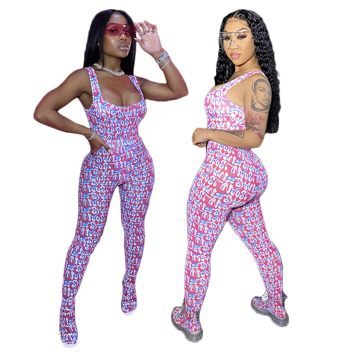Women's Mesh Personalized Printed Tights Suit-Suits & Sets-Zishirts