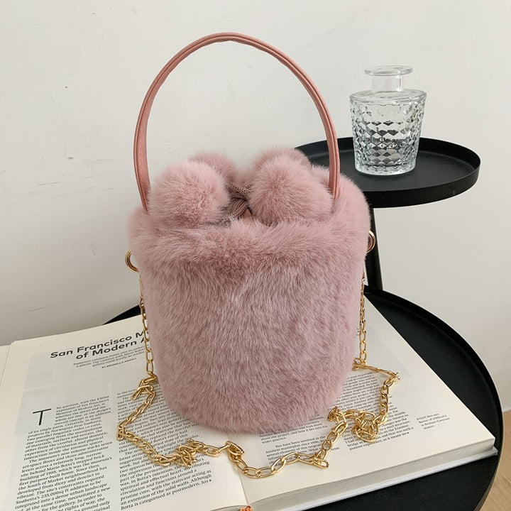 Women's Fashion Drawstring Anti-theft Fur Ball Shoulder Crossbody Bag-Women's Bags-Zishirts