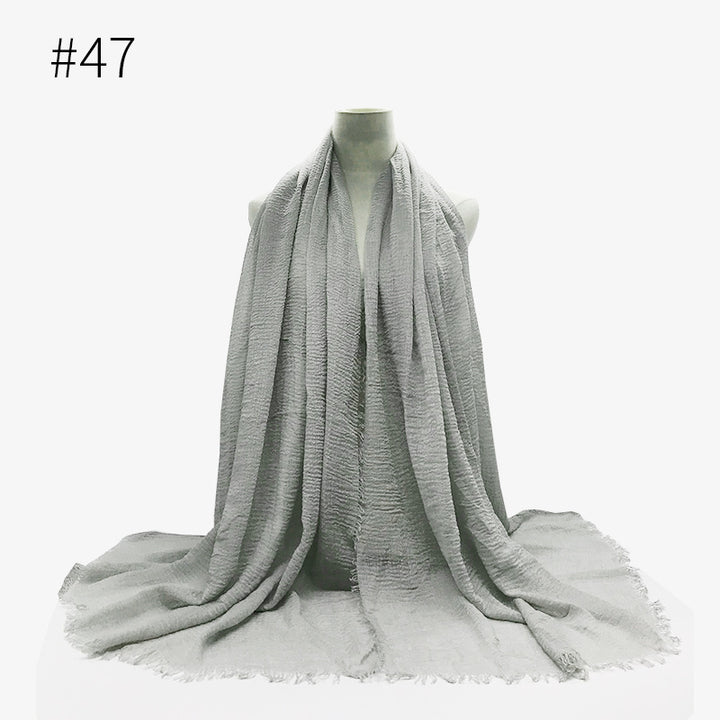 Monochrome Split Wrinkle Scarf Women's Toe Cap Shawl-Scarves & Wraps-Zishirts