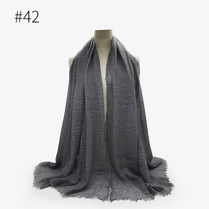 Monochrome Split Wrinkle Scarf Women's Toe Cap Shawl-Scarves & Wraps-Zishirts