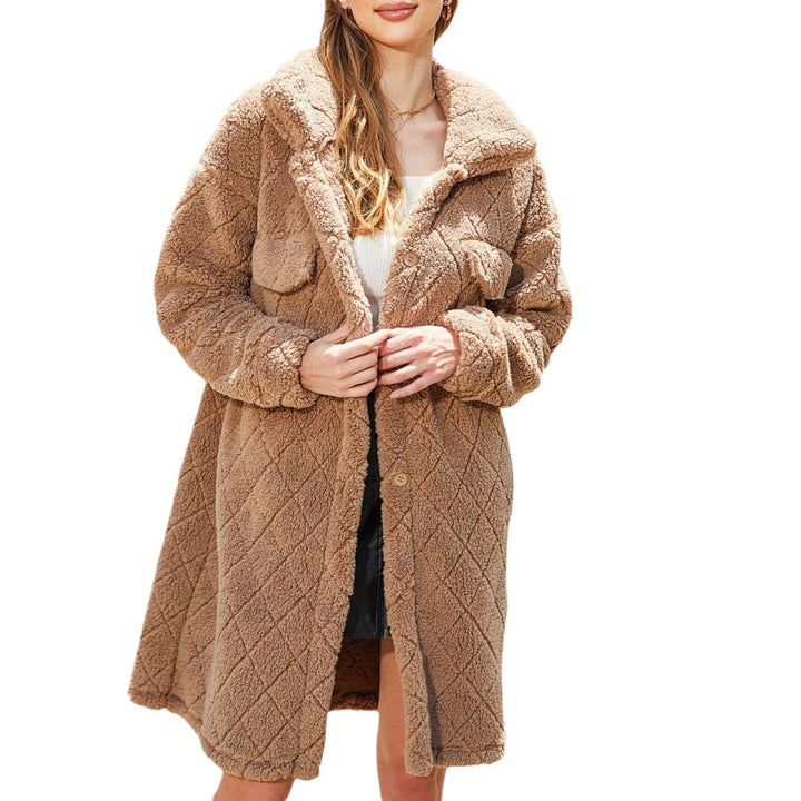 Women's Plush Loose Single-breasted Diamond Coat Overcoat-Jackets-Zishirts