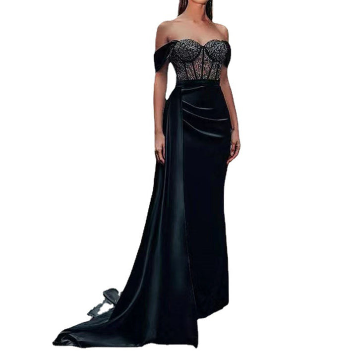 Tube Top Lace Off-neck Fishtail Slit Evening Dress-Lady Dresses-Zishirts