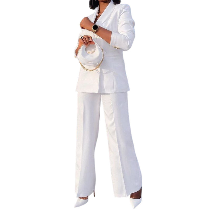 Lady Temperament Casual Small Suit Wide Leg Pants Suit-Suits & Sets-Zishirts