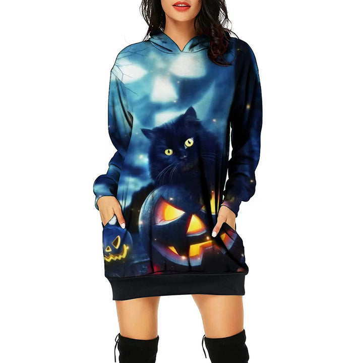 Women's Halloween Theme Positioning Print Dress-Lady Dresses-Zishirts