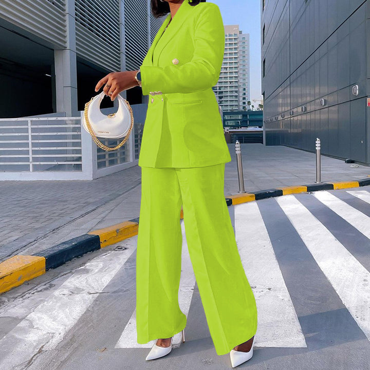 Lady Temperament Casual Small Suit Wide Leg Pants Suit-Suits & Sets-Zishirts