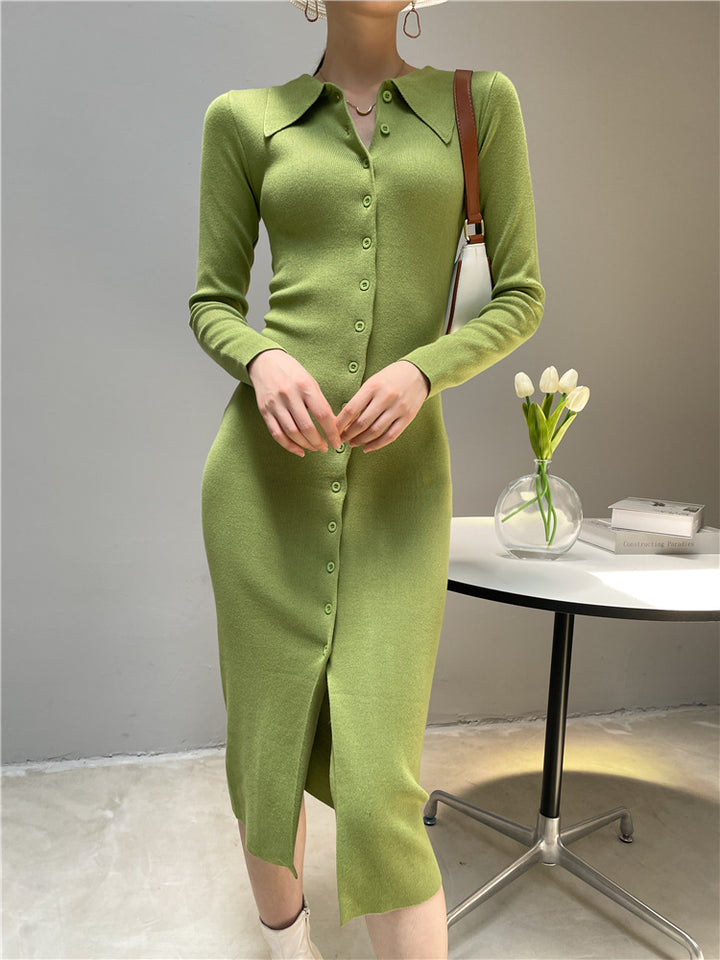 Split Knee-length Dress Women-Women's Outerwear 2023-Zishirts