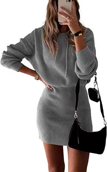 Women's Fashionable Elegant Knitted Hooded Dress-Sweaters-Zishirts