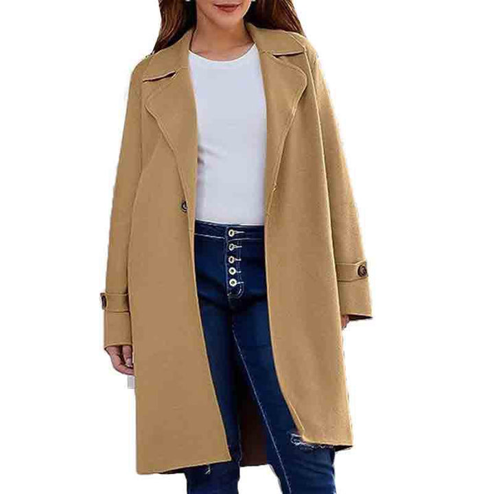 Long Sleeve Lapel Button Baggy Coat Women-Jackets-Zishirts