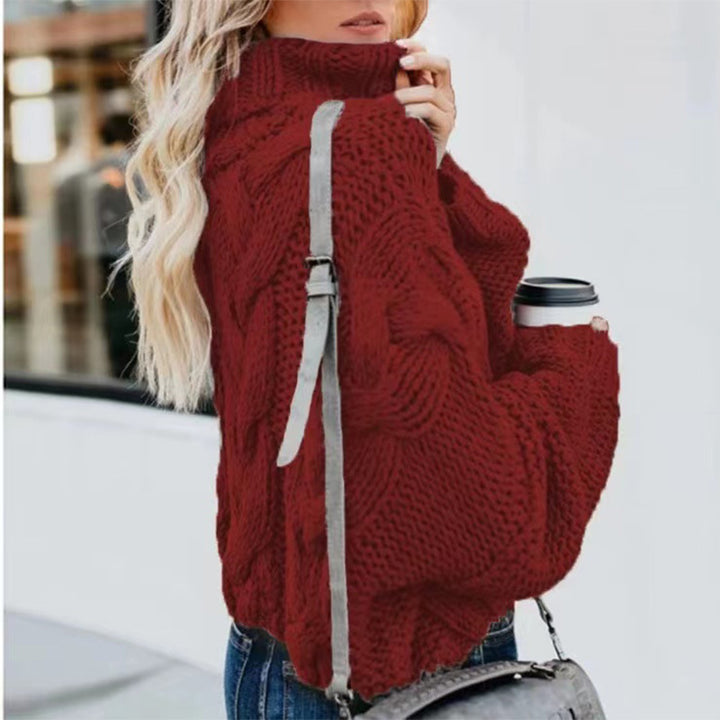 Women's Fashion Casual Turtleneck Pullover Loose-fitting Long Sleeves Sweater-Sweaters-Zishirts