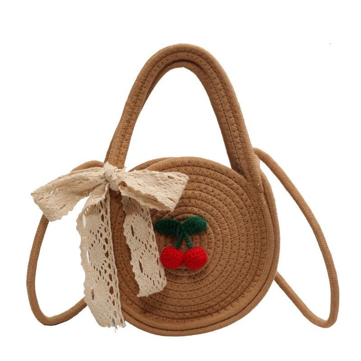 Cotton String Small Round Trendy All-match Seaside Beach Weaving Shoulder Messenger Bag-Women's Bags-Zishirts