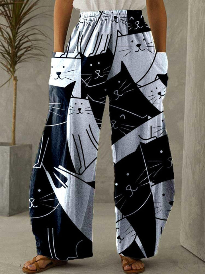 Printed 3D Trendy Irregular Wide-leg Pants-Women's Outerwear 2023-Zishirts