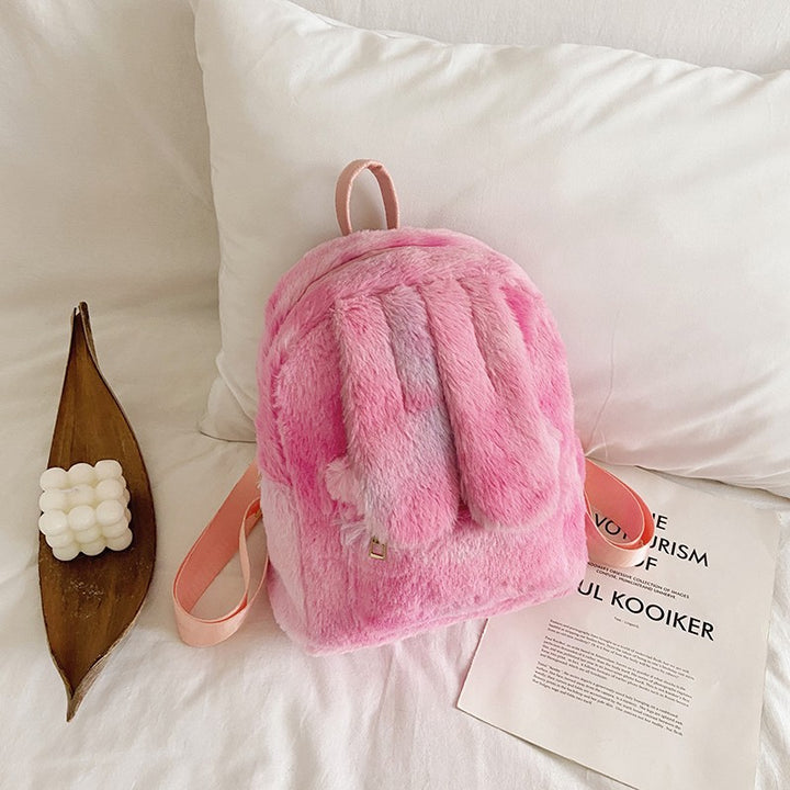 Women's Fashion Plush Cute Rabbit Ears Backpack-Women's Bags-Zishirts