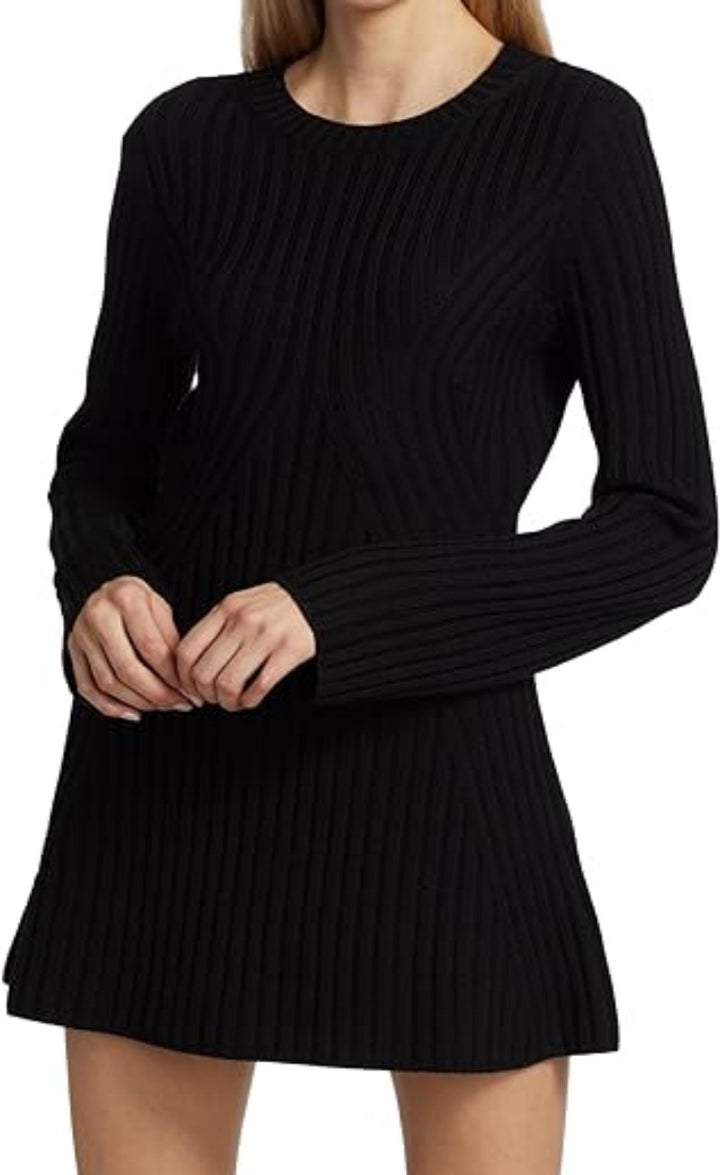 Women's Long-sleeved Knitted Dress Solid Color Casual Wool Woolen Skirt-Suits & Sets-Zishirts