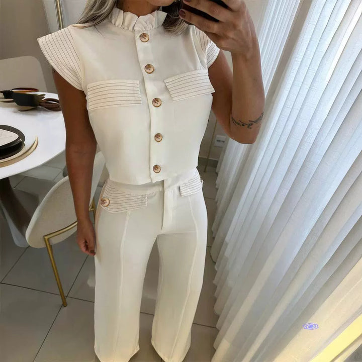 Striped Stitching Single-breasted Women's Suit-Womens 2024 March-Zishirts