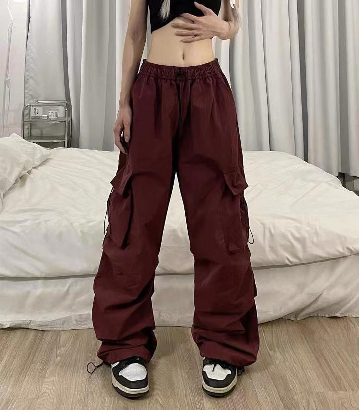 American Retro Workwear Casual Pants Straight Drooping Ankle-tied Ins-Womens 2024 March-Zishirts