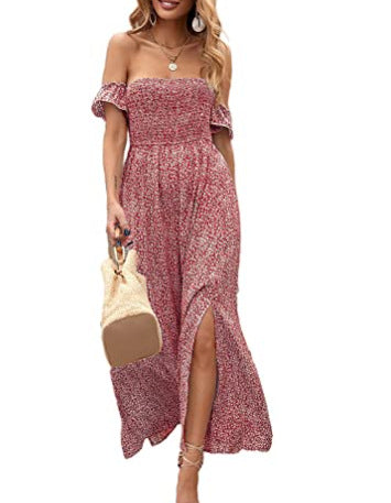 Women's Fashion Casual Bohemian Floral Print Dress-Lady Dresses-Zishirts