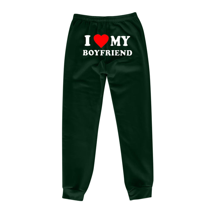 I Love MY BOYFRIEND Printed Trousers Casual Sweatpants Men And Women Sports Pants-Women's Outerwear 2023-Zishirts