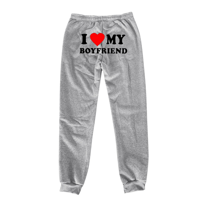 I Love MY BOYFRIEND Printed Trousers Casual Sweatpants Men And Women Sports Pants-Women's Outerwear 2023-Zishirts