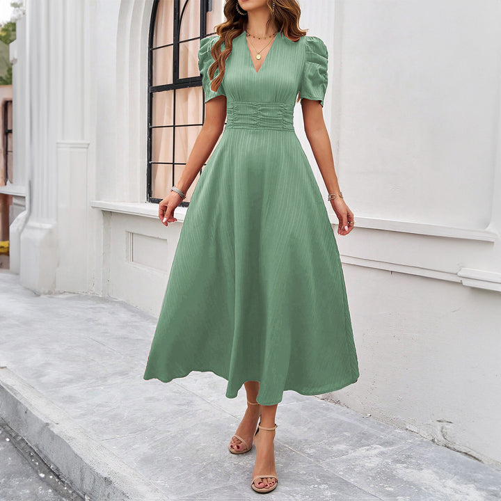 Spring And Summer Elegant Solid Color Waist Tight Dress-Womens 2024 March-Zishirts