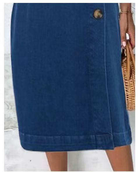 Women's Fashion Casual Sleeveless Denim Dress-Womens 2024 March-Zishirts