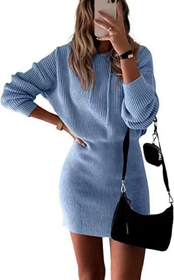 Women's Fashionable Elegant Knitted Hooded Dress-Sweaters-Zishirts