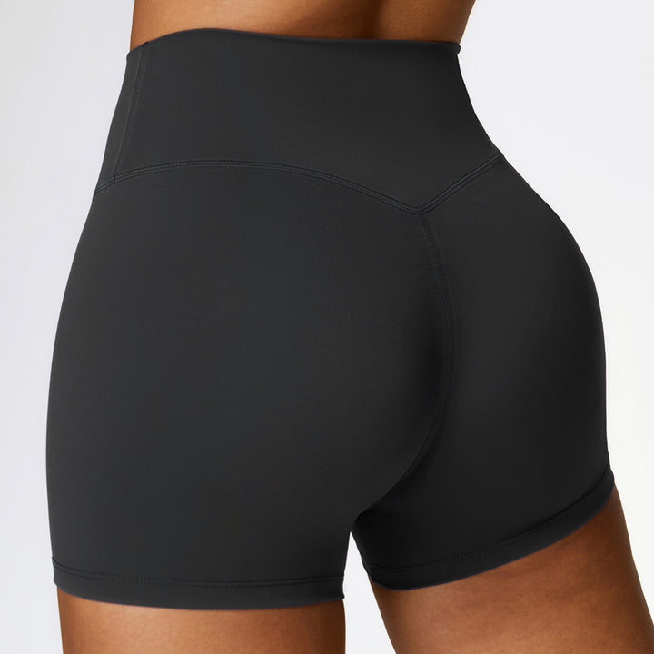 Brushed Tight Yoga Shorts Women's High Waist Belly Contracting Fitness Pants-Women's Outerwear 2023-Zishirts