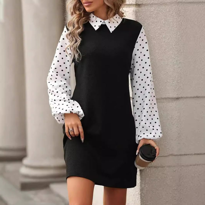 Women's Fashion Stitching Long Sleeve Dress-Lady Dresses-Zishirts