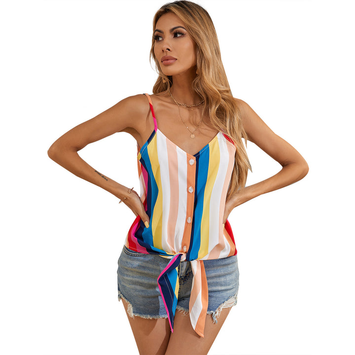 Chiffon Camisole Women's Striped Sleeveless-0-Zishirts