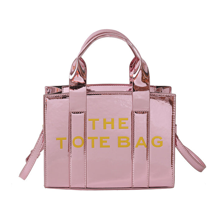 Women's Fashion Shiny Surface Indentation Letter Shoulder Messenger Bag-Women's Bags-Zishirts