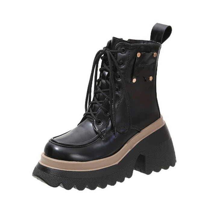 Women's Fashion Casual Soft Leather Platform Boots-Womens Footwear-Zishirts