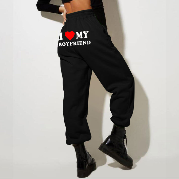 I Love MY BOYFRIEND Printed Trousers Casual Sweatpants Men And Women Sports Pants-Women's Outerwear 2023-Zishirts