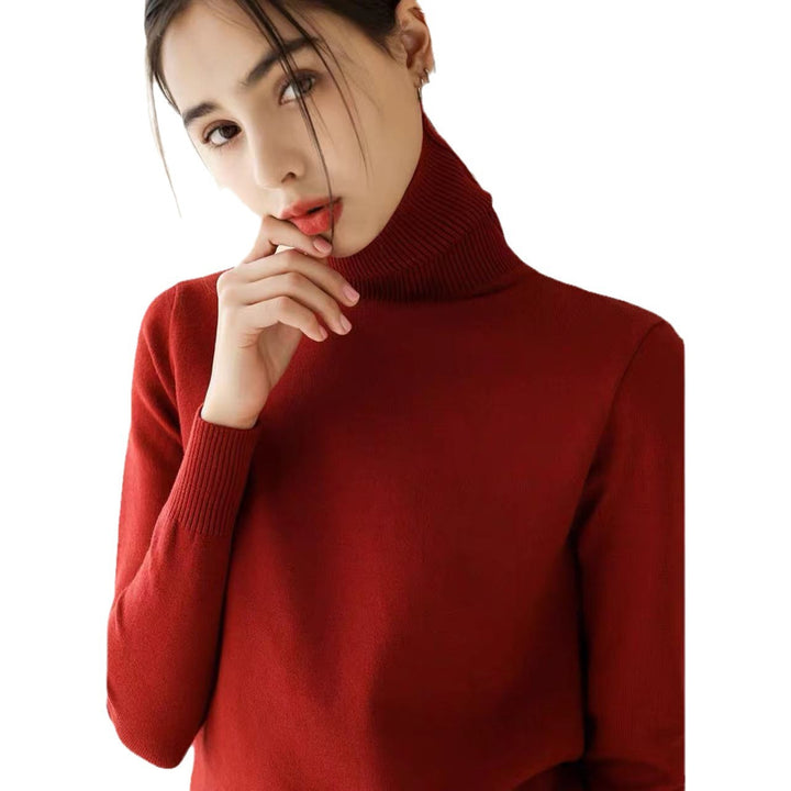 Women's Fashion Loose And Slimming Turtleneck Long Sleeve Knitted Bottoming Shirt Knitwear-Women's Outerwear 2023-Zishirts