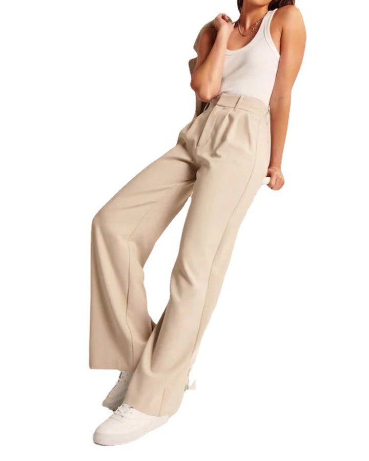 High Waist Wide Leg Pants Versatile Belt-Suits & Sets-Zishirts