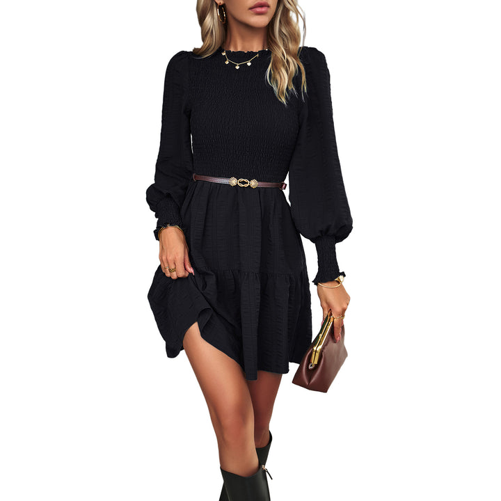 Women's Fashion Casual Solid Color Long Sleeve Short Dress-Lady Dresses-Zishirts