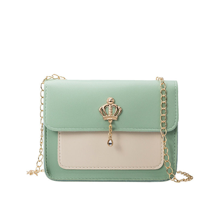 Women's Contrast Color Crown Ornaments Small Square Bag-Women's Bags-Zishirts