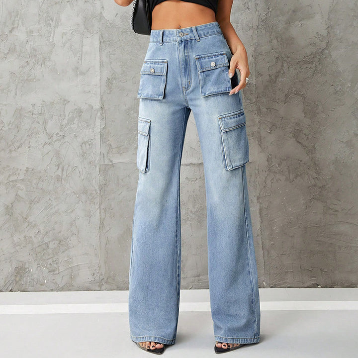 Women's Clothing High Waist Work Clothes Slimming Denim Trousers-0-Zishirts