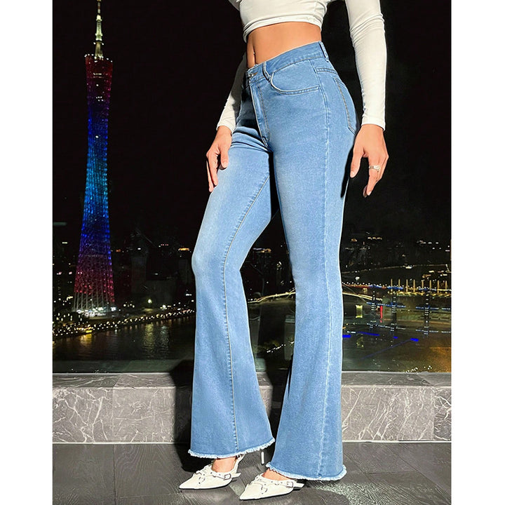 Women's High Waist Straight-leg Denim Trousers-0-Zishirts