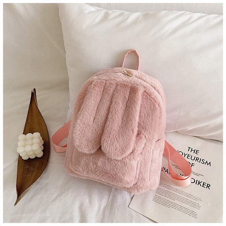 Women's Fashion Plush Cute Rabbit Ears Backpack-Women's Bags-Zishirts